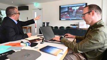 Auto Express editor-at-large John McIlroy talking with Bentley Mulliner representative Phillip Dean